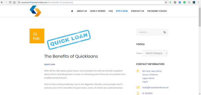 Resolution finance benefits